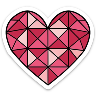 Remove the background, keep the heart with a geometric pattern in the style of ideogram v2a turbo, with transparent background. sticker