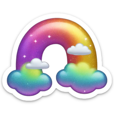 glitter rainbow with glitter clouds sticker
