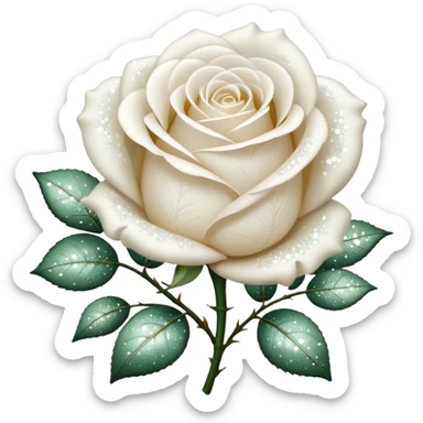 Glitter White Roses sticker