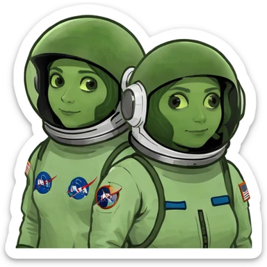Asian Astronaut man and woman  sticker