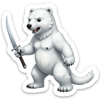 Polar bear with saber fangs and a wolf’s tail; full body sticker