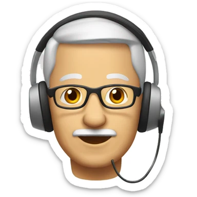 older interpreter with headphones sticker
