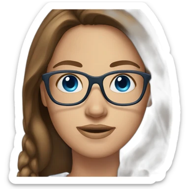 Women,long brown hair, blue eyes, glasses sticker