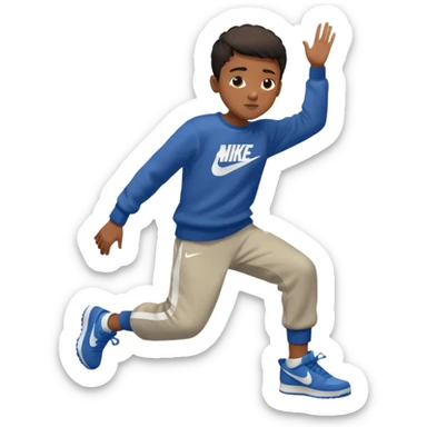 un emoji (qui ressemble à un vrai emoji téléphone)de quelqu'un qui tombe (homme noir pull Nike).Il tombe vers l'avant .Il a 11 ans sticker