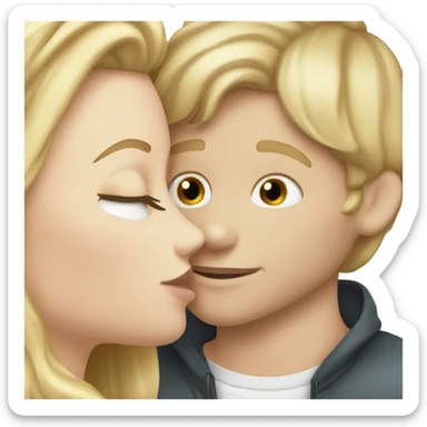 Blonde white girl kissing a white boy on the cheek sticker