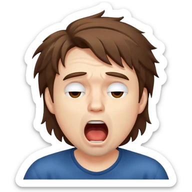 Weak man with disheveled hair yawning sticker