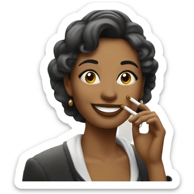 happy woman in paris smoking a cigarette sticker