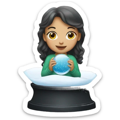 a girl with a snow globe sticker