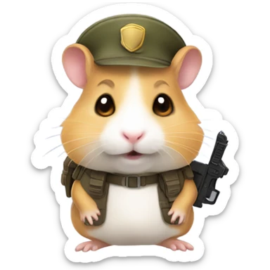 Cute mercenary hamster sticker