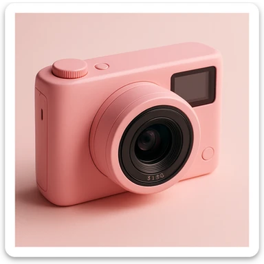pink camera, compact, stylish sticker
