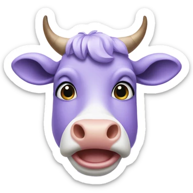 Lavender cow making a silly face sticker