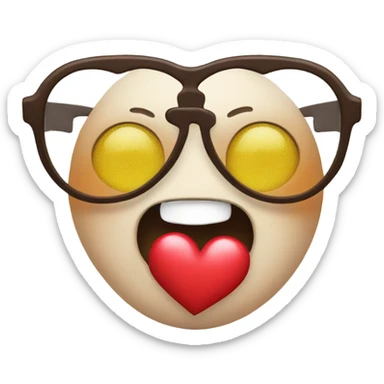 Happy emoji with glasses and showing a heart sticker