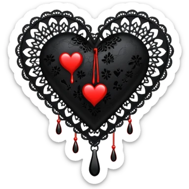 goth themed heart with a black lace fan sticker