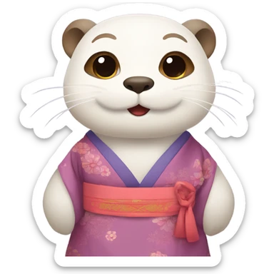 a otter face wearing traditional korean hanbok sticker