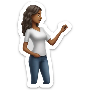 Woman writing on whiteboard with diagrams on it sticker