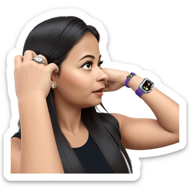 profile of girl with watch sticker