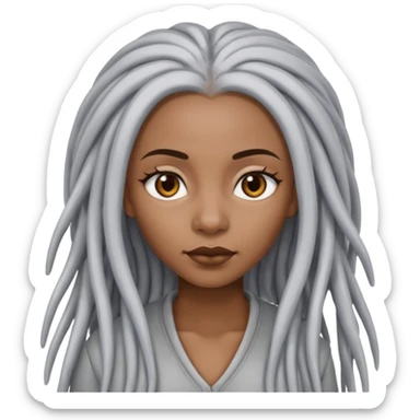 black woman with grey eyes with long silver dreadlocs sticker