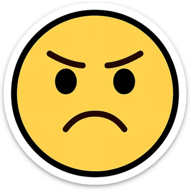 confused and annoyed face, color outline icon style, with furrowed brows sticker
