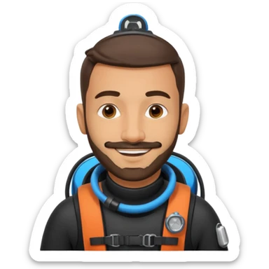 Moroccan Male 38 short beard, scuba diving sticker