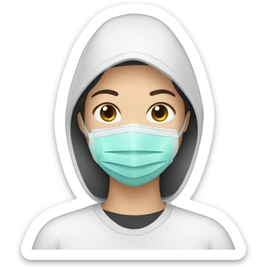 Asian woman wearing N95 Respirator sticker