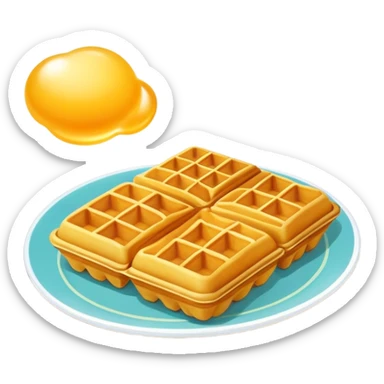 Hong Kong Egg Waffle bubble shaped golden pastry, simplified emoji style with bold outlines and bright colors, cartoon style Chinese street snack Gai Dan Jai sticker