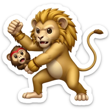 lion fight with a damn monkey sticker