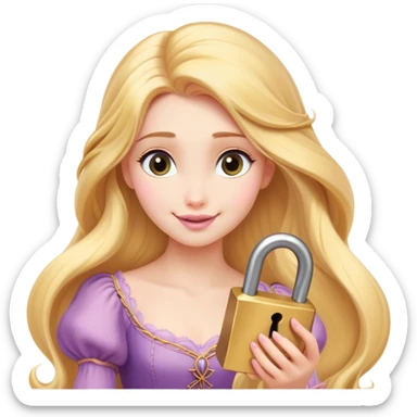 Cinematic Elegant Rapunzel Portrait Emoji, Twirling a lock of her golden hair, dreamy expression, soft pink lips curving into a gentle smile, delicate yet mesmerizing, a princess with a heart full of adventure and beauty! sticker