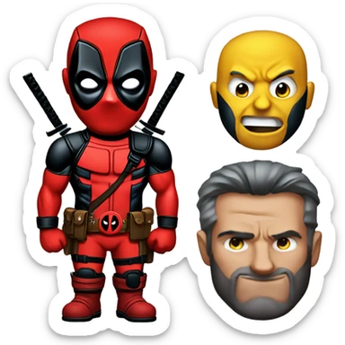 Deadpool with wolverine emoji  sticker