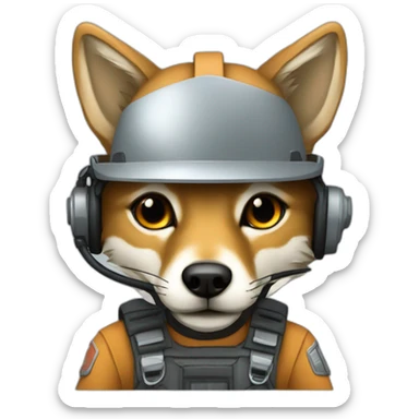 Coyote con casco de ingeniero mecatronico sticker