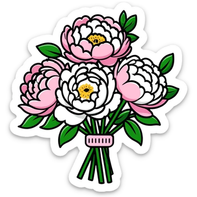 A peony flower bouquet with pink and white flowers sticker