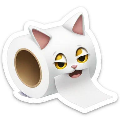 Cat tearing up toilet paper  sticker