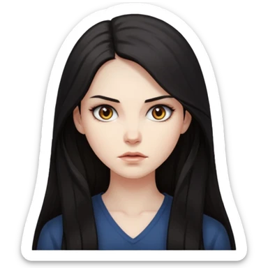 Mysterious, intense stare, hard to read but magnetic. woman long hair
more dinamic emoji  sticker
