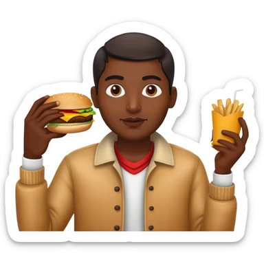 Indian man eating a cheeseburger sticker