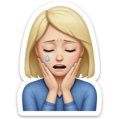Sobbing face with hands on neck sticker