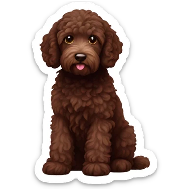 Mini chocolate labradoodle sitting down sticker