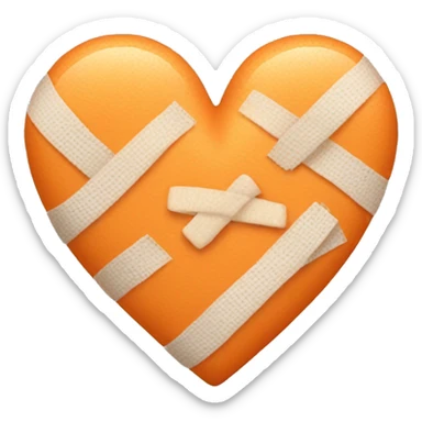 light orange heart with bandages sticker