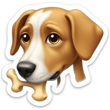 dog with a bone in its thinking sticker