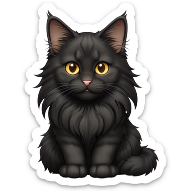 cinematic-cute black-maine-coon-cat-portrait-emoji,-head-tilted-playfully-and-inquisitively,-sleek--black-fur,-simplified-yet-adorable-features,-highly-detailed,-glowing-with-a-warm,-friendly-glow  sticker