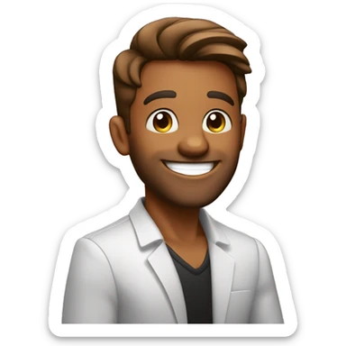 Persona hombre color bronceado pelo liso con serquillo sonriendo con estrellas en los ojos sticker