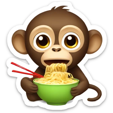 A monkey eat noodles  sticker