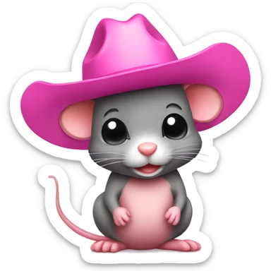 Cute mouse with pink cowboy hat sticker