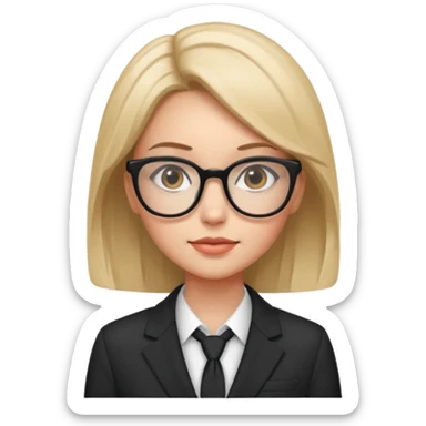 pretty girl with glasses, wearing a suit, confident expression sticker