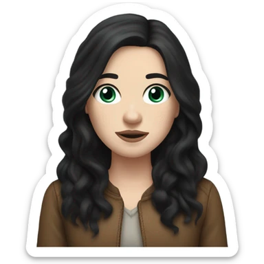 White Girl with long black hair and freckles wearing buffalo bills  sticker