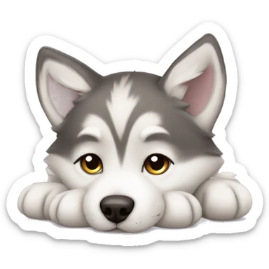 Cute little husky puppy wanting to nap sticker