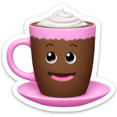 Hot chocolate with pink cup sticker