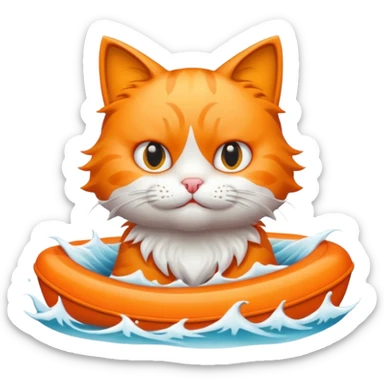 a bad kitty on the waves sticker