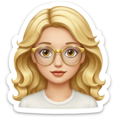 Mulher com óculos dourado com cabelos ondulados com luzes loira sticker