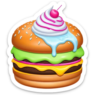Melted neon  ice cream burger slice sticker