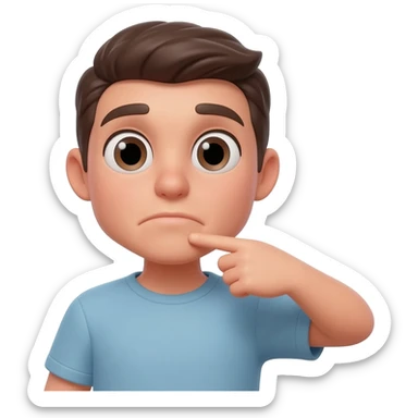 Emoji pointing at his jawline showing that hes mewing sticker