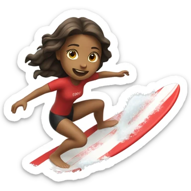 girl surfing on red wave sticker
